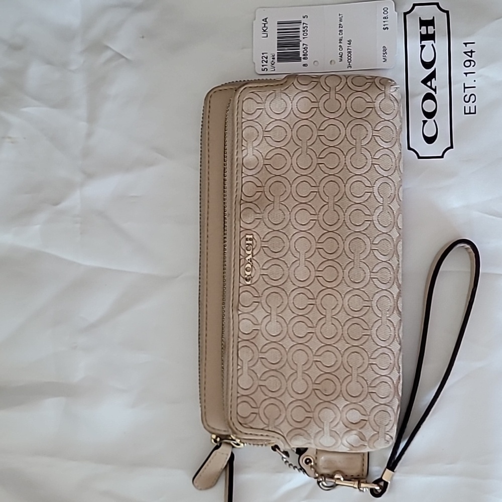COACH Madison, op print double zip wallet